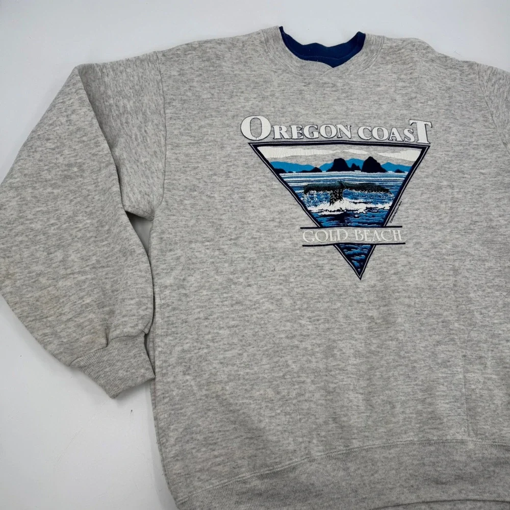 Vintage Oregon Coast Gold Beach Crewneck Sweatshirt Jerzees XL Heather Gray 80's